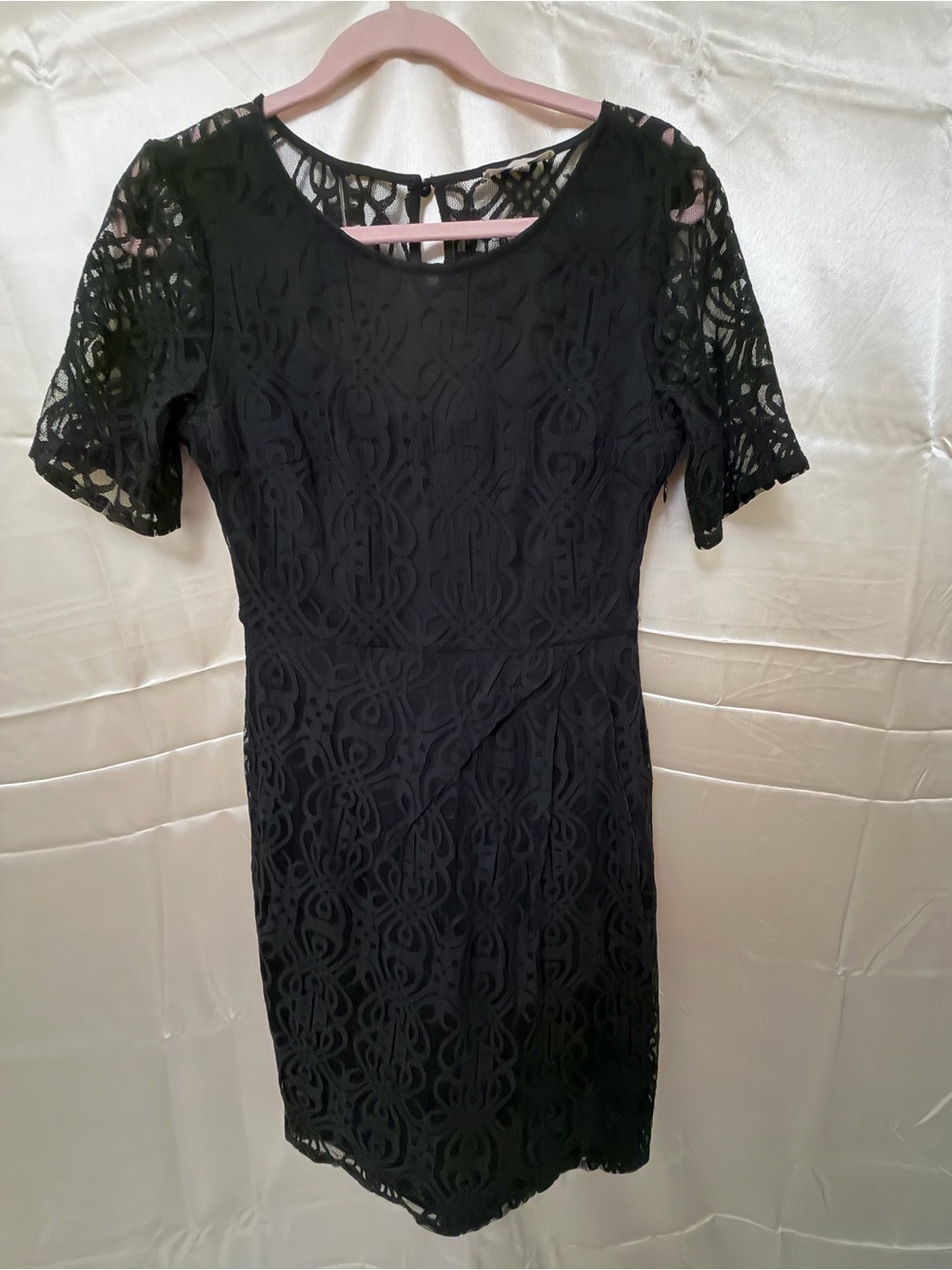 Hawthorn Stitch Fix Black Lace Sheath Dress Women’s Medium Short Sleeve Lined